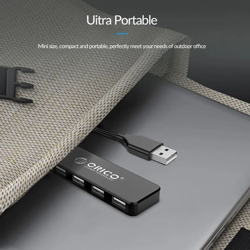 ORICO USB hub FL01, 4x θυρών, USB 2.0, 480Mbps, USB σύνδεση, μαύρο — εικόνα 3