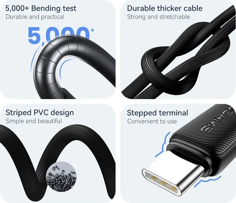 USAMS καλώδιο USB-C σε USB US-SJ688, 3A, 480Mbps, 1m, λευκό — εικόνα 4