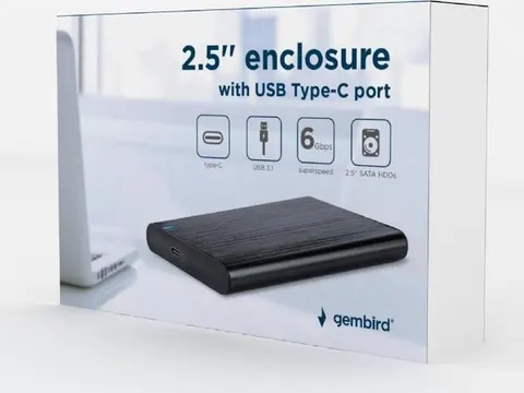 GEMBIRD U3S6 θήκη για HDD 2.5" USB 3.0 Type C, ΑΛΟΥΜΙΝΙΟ, μαύρη