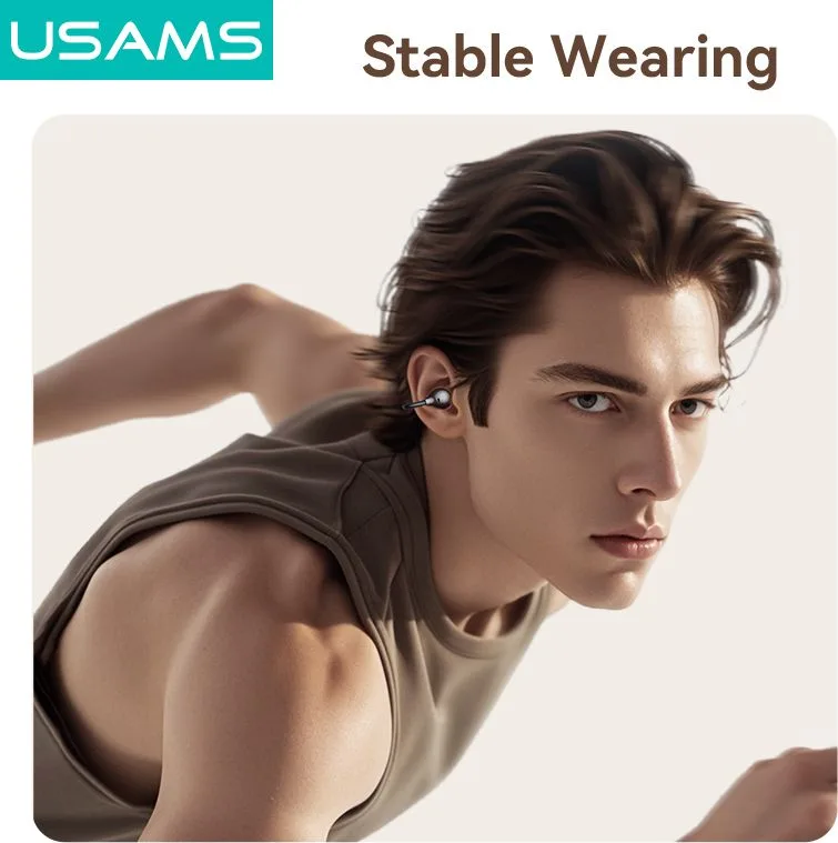 USAMS earphones με θήκη φόρτισης Echo R02, OWS, Φ11mm, 50/300mAh, μαύρα — εικόνα 3