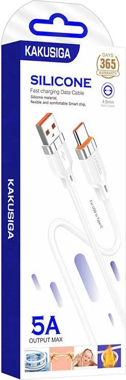 KAKUSIGA καλώδιο USB-C σε USB KSC-995, σιλικόνης, 5A, 480Mbps, 1m, λευκό — εικόνα 4