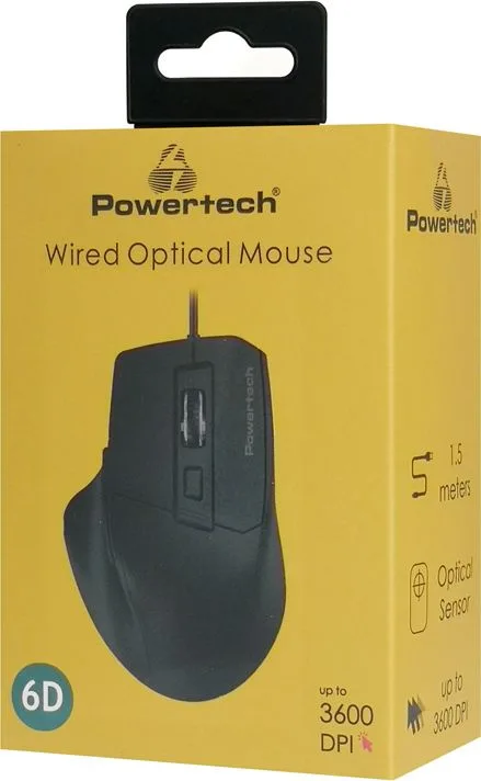POWERTECH ενσύρματο ποντίκι PT-1273, οπτικό, 3600DPI, μαύρο — εικόνα 3