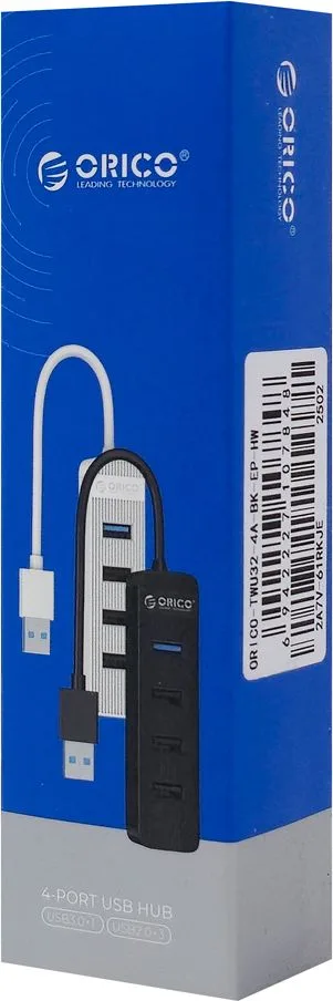ORICO USB hub TWU32-4A, 4x θυρών, USB 3.0, 5Gbps, USB σύνδεση, έξτρα τροφοδοσία, μαύρο — εικόνα 5