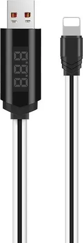 HOCO U29 καλώδιο με οθόνη Lightning φόρτισης & Data 1.2m, White