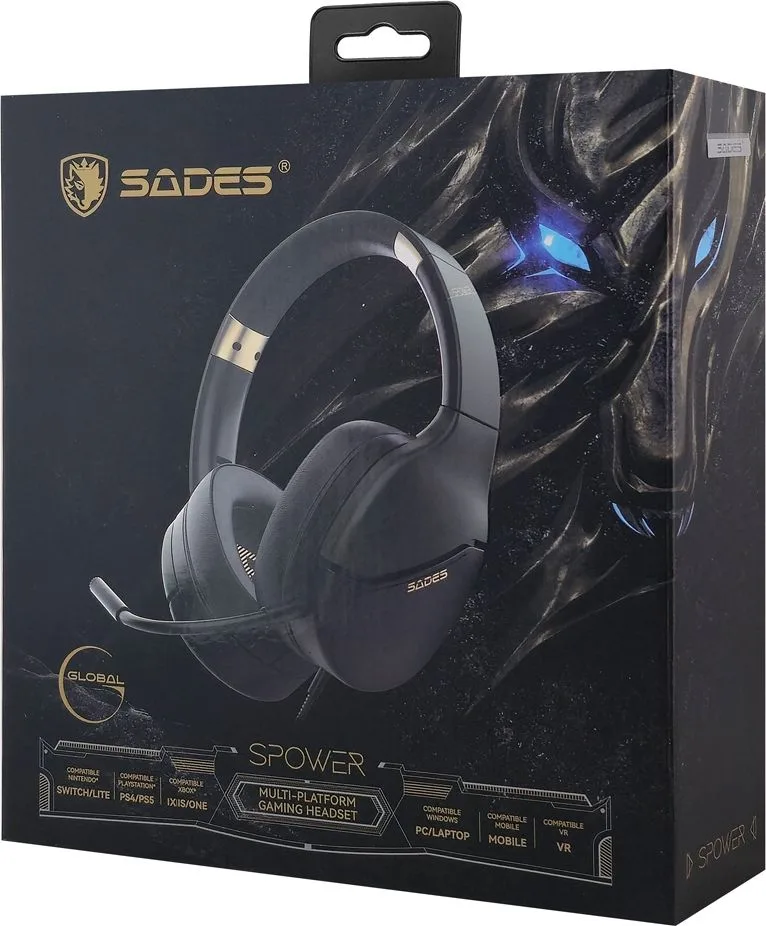 SADES gaming headset SPOWER, 3.5mm σύνδεση, 40mm, multi-platform, μαύρο/πράσινο — εικόνα 6
