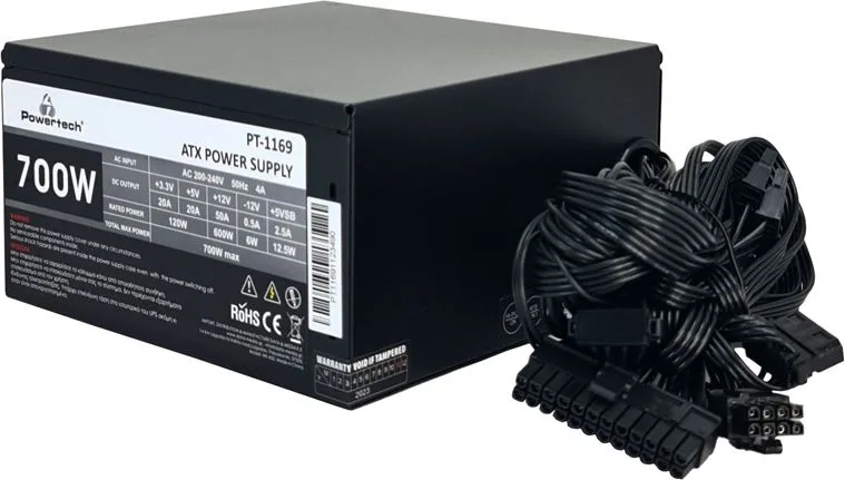 POWERTECH τροφοδοτικό για PC PT-1169, 700W, ATX, 140mm Fan — εικόνα 3