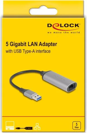 DELOCK αντάπτορας δικτύου 81571, USB, 5Gbps Ethernet, ασημί — εικόνα 2
