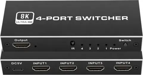HDMI switch CAB-H149 με τηλεχειριστήριο, 4 σε 1, 8K/60Hz, μαύρο