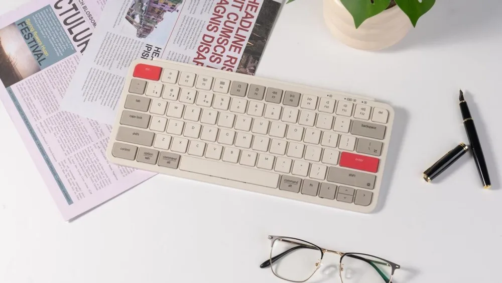 Keychron B1 Pro (B1P-K13) Ultraslim Mini Wireless BT Keyboard ZMK Online customize Retro Red 75% US — εικόνα 3