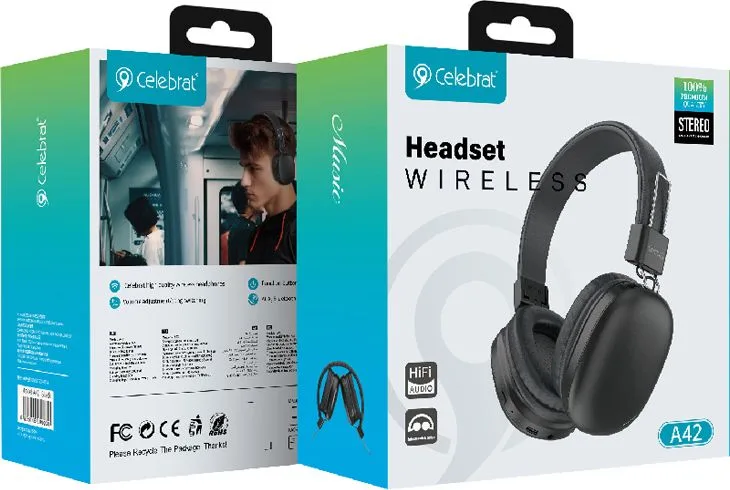 CELEBRAT headphones A42, ασύρματα & ενσύρματα, 40mm, 300mAh, μαύρα — εικόνα 5