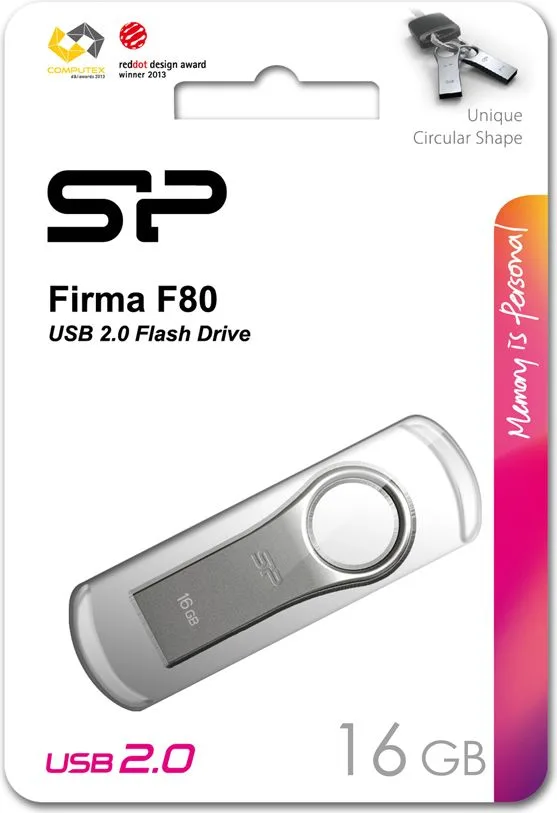 SILICON POWER USB Flash Drive Firma F80, 16GB, USB 2.0, ασημί — εικόνα 4