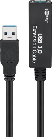 GOOBAY καλώδιο προέκτασης USB 3.0 95727, active, 5Gbps, 5m, μαύρο