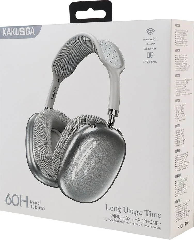 KAKUSIGA headphones KSC-1466, ασύρματα & ενσύρματα, micro SD, 40mm, 400mAh, ασημί — εικόνα 4