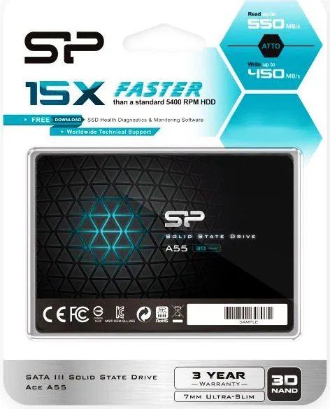 SILICON POWER SSD A55 1TB, 2.5", SATA III, 500-450MB/s, 7mm — εικόνα 2