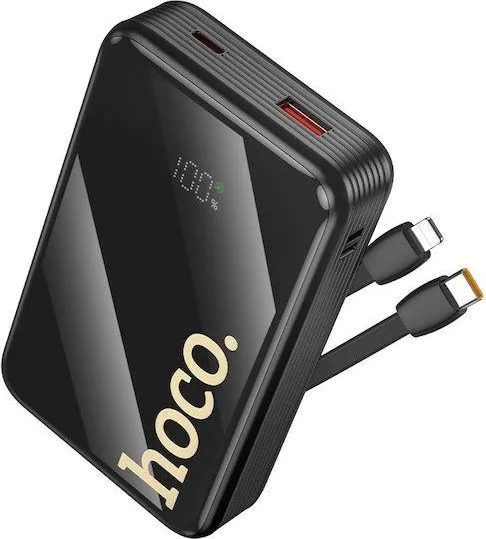 HOCO Q37A Graceful, Powerbank, 20000MAh, με 2 ΕΝΣΩΜΑΤΩΜΕΝΑ καλώδια, μαύρο — εικόνα 2