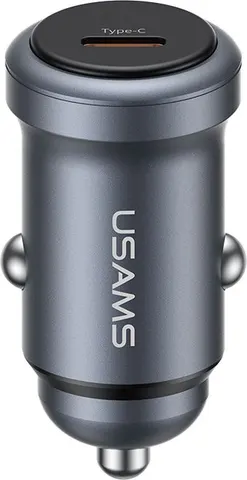 USAMS φορτιστής αυτοκινήτου CC321, USB-C, 30W, γκρι
