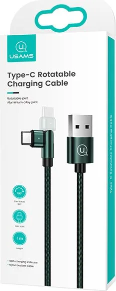 USAMS καλώδιο USB-C σε USB SJ477, περιστρεφόμενο βύσμα, 2A, 1m, πράσινο — εικόνα 3