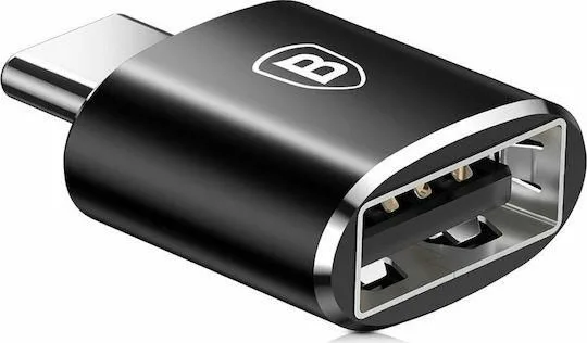 BASEUS Mini, αντάπτορας, USB ΘΗΛΥ ΣΕ Type-C ΑΡΣΕΝΙΚΟ, μαύρο — εικόνα 3