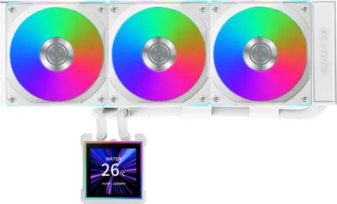 LIAN LI Hydroshift II LCD-S 360CL White - RGB AIO CPU Cooler - 3.4" Screen - 1851/1700, AM5/AM4