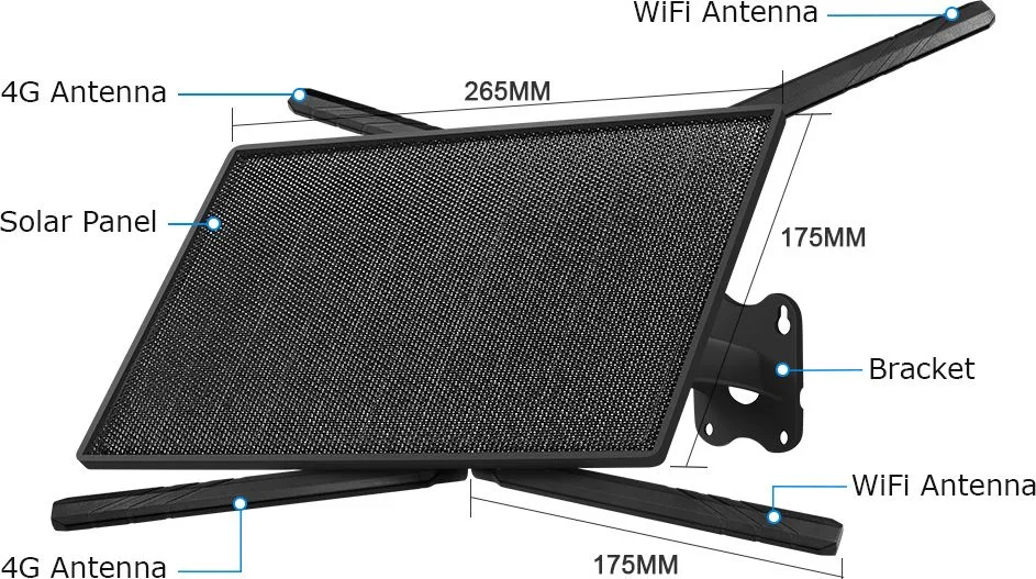 SECTEC ηλιακό router ST-SR08-EU-PNL με 2x πάνελ, 4G LTE, 150Mbps, 20100mAh, IP66 — εικόνα 8