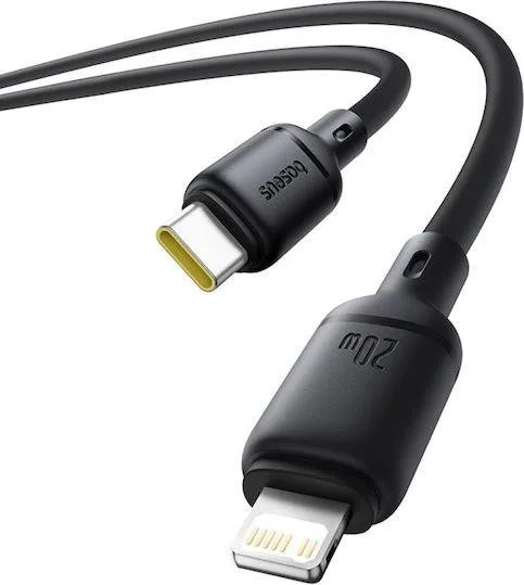 BASEUS Silky Series, καλώδιο ΓΡΗΓΟΡΗΣ φόρτισης, Type-C ΣΕ Lightning, 1m, 20W, μαύρο — εικόνα 3
