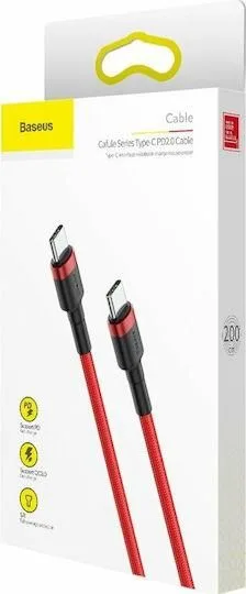 BASEUS Cafule, καλώδιο φόρτισης, Type-C ΣΕ Type-C, 2m, 60W, κόκκινο — εικόνα 3