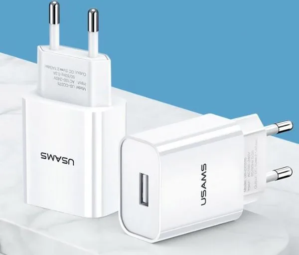 USAMS φορτιστής τοίχου T18, 1x USB, 2.1A, λευκός — εικόνα 2