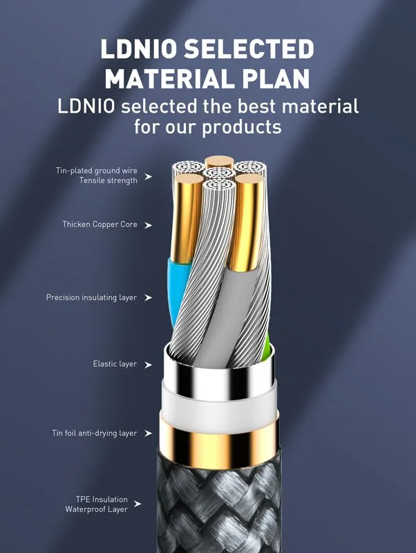 LDNIO καλώδιο Lightning σε USB-C LC112, 30W PD, 2m, γκρι — εικόνα 5