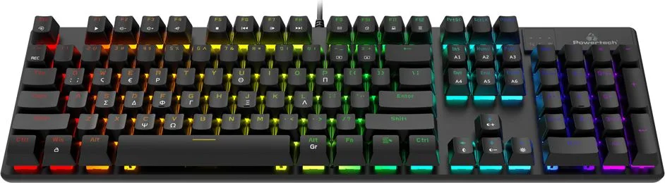 POWERTECH gaming μηχανικό πληκτρολόγιο PT-1254, ενσύρματο, RGB, μαύρο — εικόνα 2
