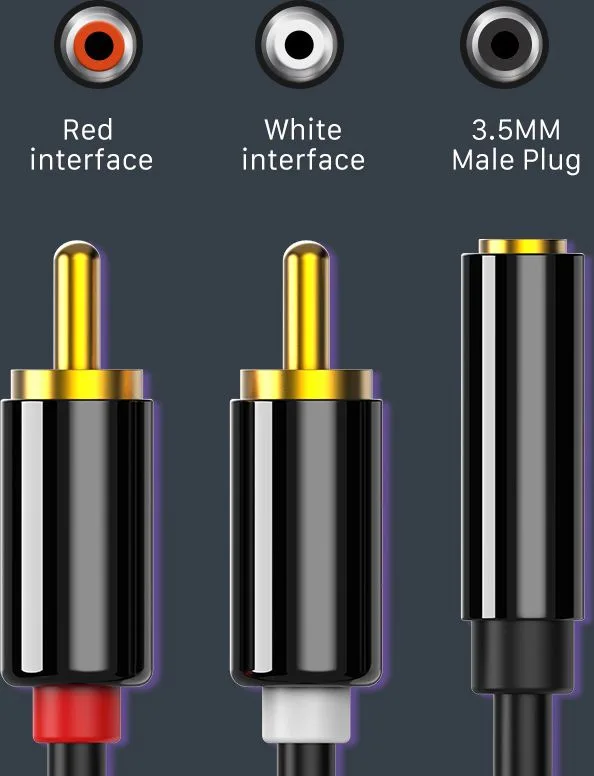 CABLETIME καλώδιο ήχου 3.5mm σε 2x RCA CT-H12G, 20cm, μαύρο — εικόνα 4