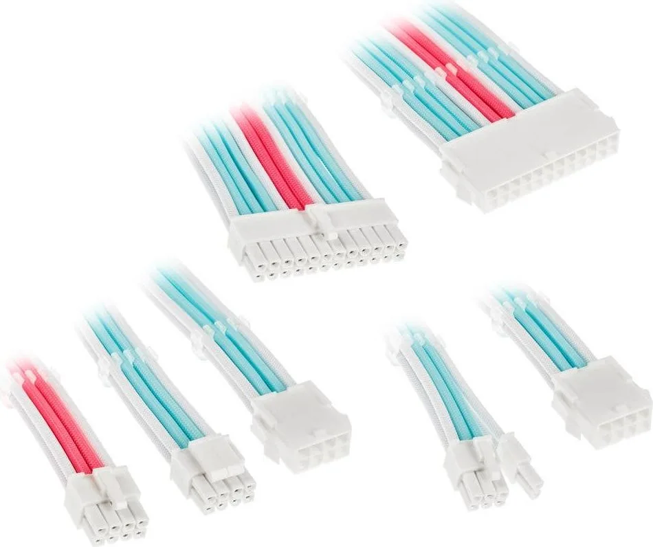 Kolink Core Adept Braided Cable Extension Kit – Brilliant White/Neon Blue/Pure Pink — εικόνα 2