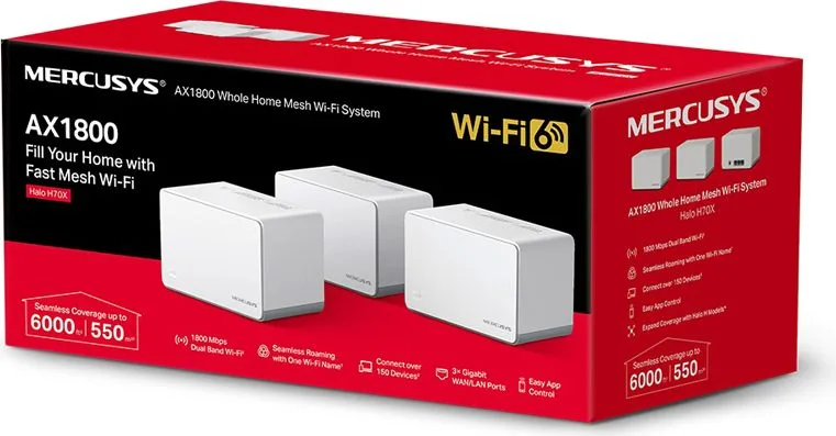MERCUSYS Mesh Wi-Fi 6 System Halo H70X, 1.8Gbps Dual Band, 3τμχ, V. 1.20 — εικόνα 5
