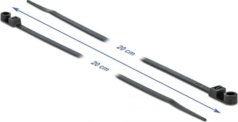 DELOCK Δεματικά καλωδίων 18950 με οπή στερέωσης, 200x4.8mm, μαύρα, 10τμχ