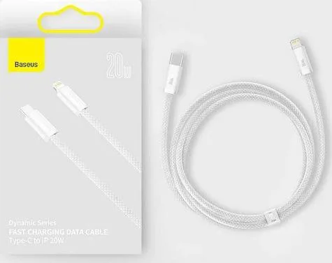 BASEUS Dynamic Series, καλώδιο ΓΡΗΓΟΡΗΣ φόρτισης, Type-C ΣΕ Lightning, 20W, 1m, λευκό — εικόνα 3