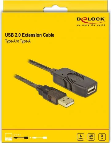 DELOCK καλώδιο USB 2.0 αρσενικό σε θηλυκό 82690, active, 20m, μαύρο — εικόνα 3