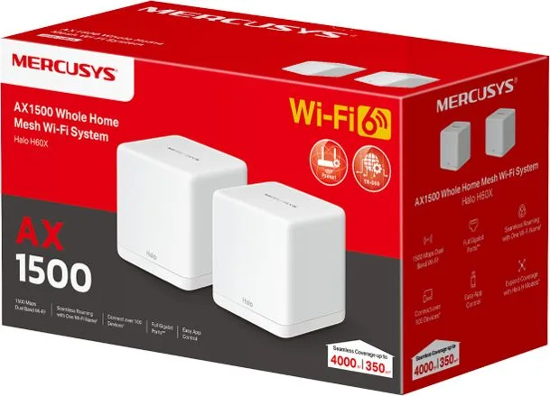 MERCUSYS Mesh WiFi 6 System Halo H60X, 1500Mbps Dual Band, 2τμχ, V.1.0 — εικόνα 8