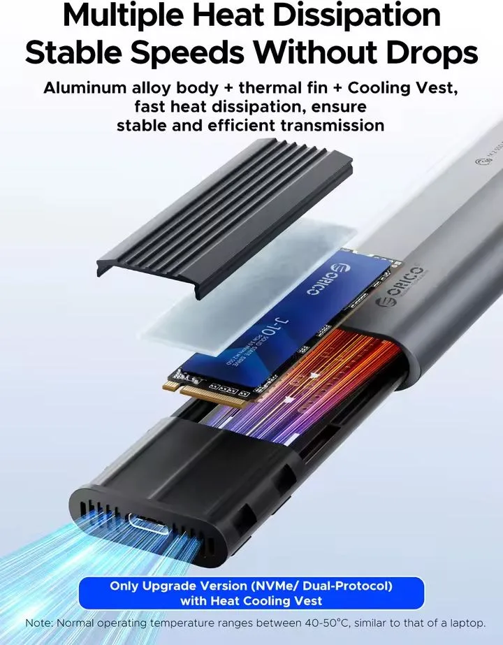 ORICO θήκη για M.2 NVME/NGFF SSD AXM2S-G2, 10Gbps, tool free, γκρι — εικόνα 4