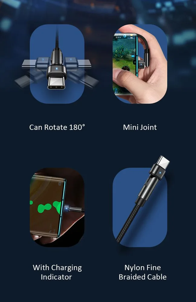 USAMS καλώδιο USB-C σε USB SJ477, περιστρεφόμενο βύσμα, 2A, 1m, πράσινο — εικόνα 5