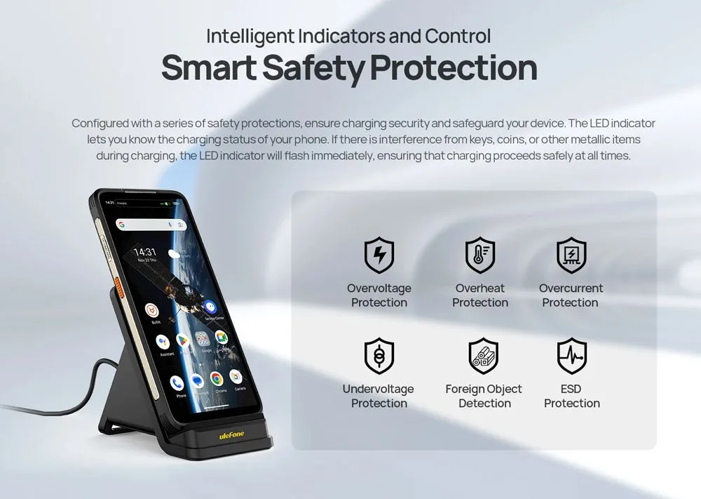 ULEFONE ασύρματος φορτιστής & βάση smartphone WCS01, 50W, μαύρος — εικόνα 8