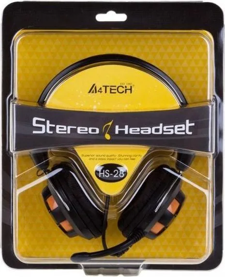 Ακουστικά Headset A4Tech HS-28-3 ενσύρματα, Μαυρο-Πορτοκαλι — εικόνα 3