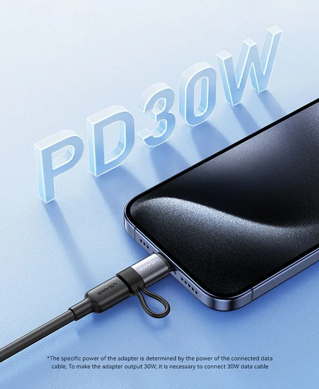 USAMS αντάπτορας USB-C σε Lightning US-SJ677, 30W, 480Mbps, γκρι — εικόνα 2