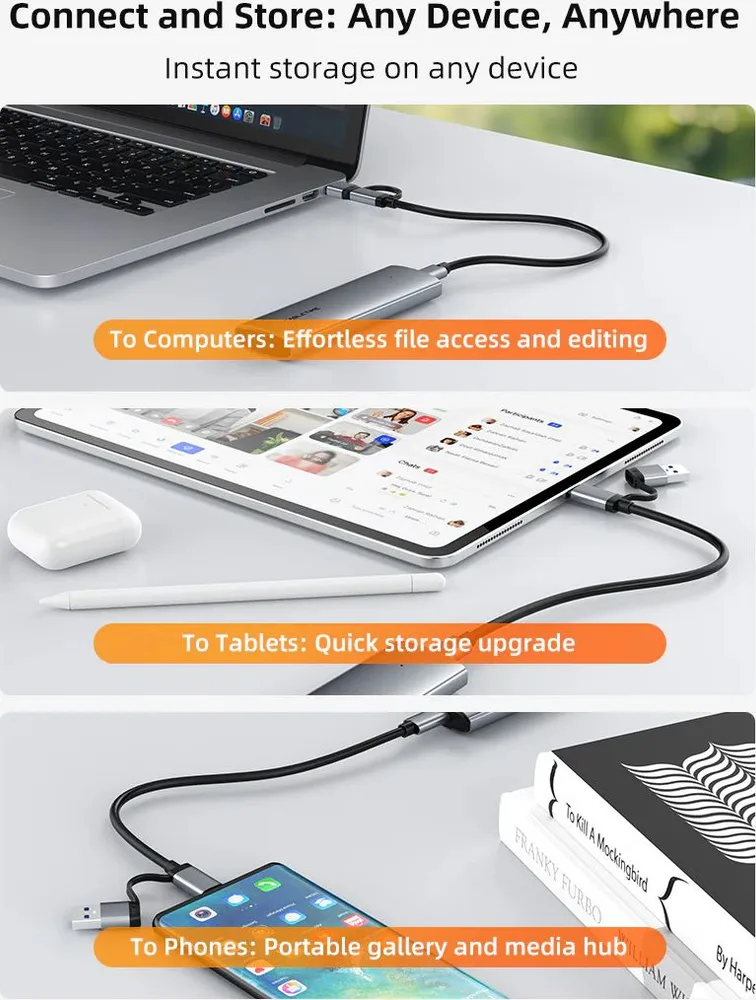 CABLETIME θήκη για M.2 NVMe/SATA SSD CT-SSD03-AG tool free, 10Gbps, γκρι — εικόνα 4