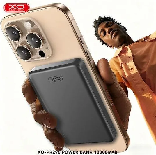 XO PR296, Powerbank, ΓΡΗΓΟΡΗΣ φόρτισης, ασύρματο, 10000mAh, 22,5W, γκρι — εικόνα 3