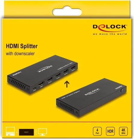 DELOCK HDMI splitter 18652 με downscaler πλήκτρο, 4 σε 1, 4K/60Hz, μαύρο — εικόνα 4