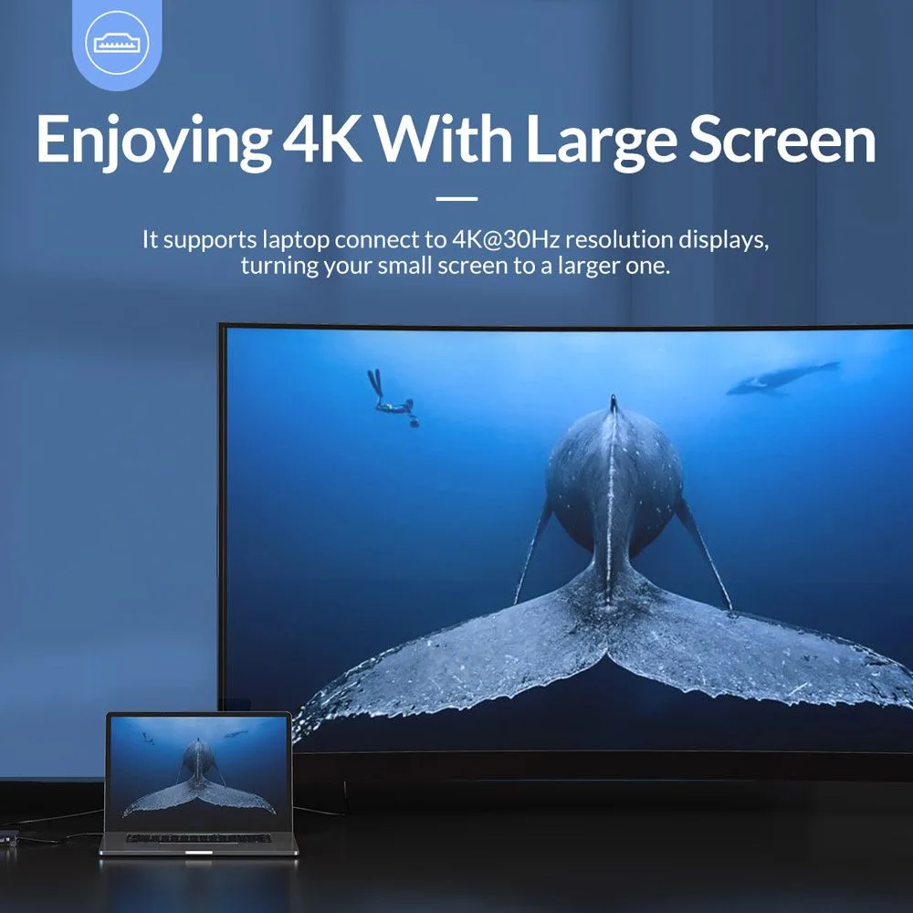 ORICO docking station WB-11P, 11 θυρών, USB-C σύνδεση, 100W PD, 4K, γκρι — εικόνα 9