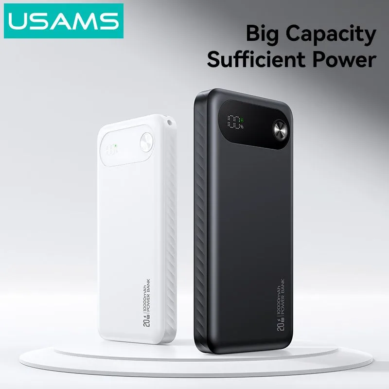 USAMS power bank CD249 με οθόνη, 3x θύρες εξόδου, 10000mAh, PD20W, μαύρο — εικόνα 2