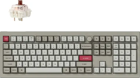 Keychron V6 Max Retro (V6M-R3) QMK/VIA BT/2,4/Wired Custom Mechanical Keyboard Brown Switch 100%