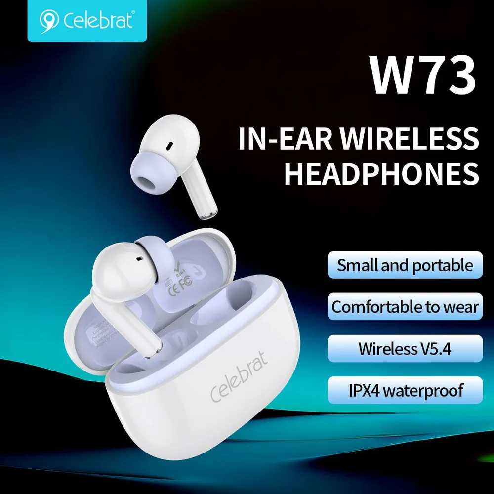 CELEBRAT earphones με θήκη φόρτισης W73, True Wireless, 13mm, 33/380mAh, μαύρα — εικόνα 5