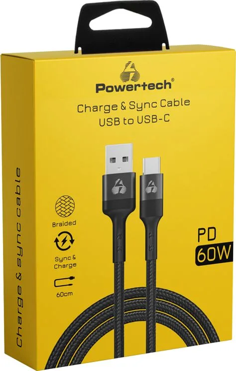 POWERTECH καλώδιο USB σε USB-C PTR-0129, PD 60W, copper, 60cm, μαύρο — εικόνα 2
