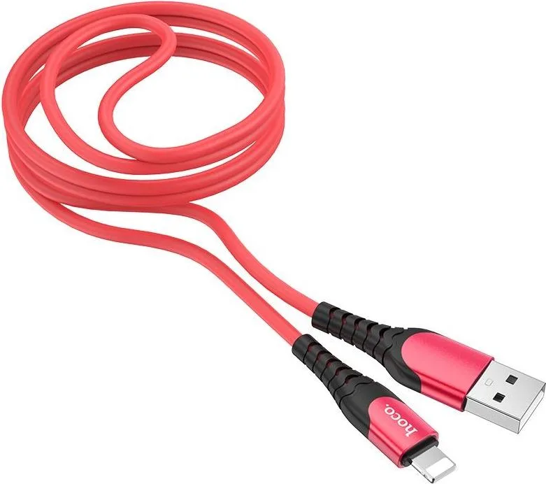 HOCO U80 Cool Silicone Charging Cable FOR Lightning, κόκκινο — εικόνα 2